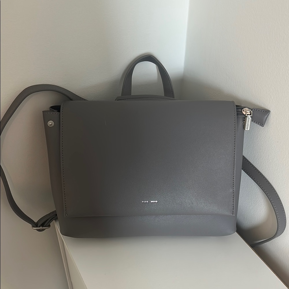 Pixie Mood Gray Leather Handbag/Backpack Bag - image 1